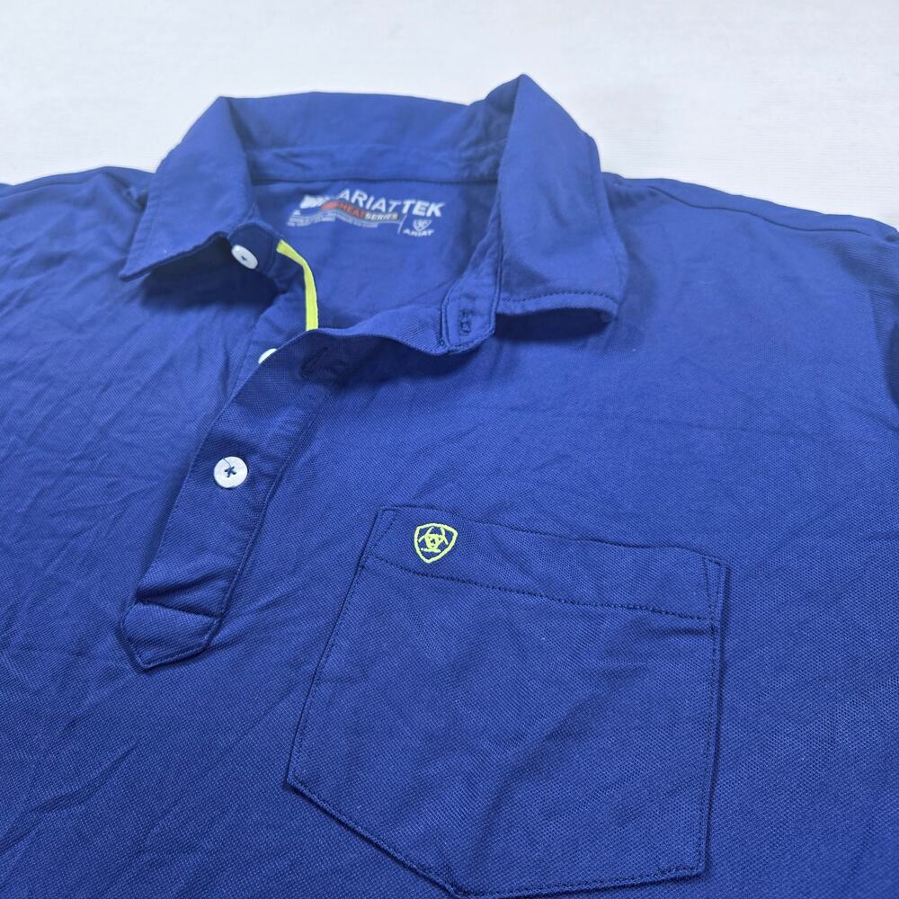 Ariat Tek Heat Series Short Sleeve Blue‎ Western Polo Men's Size Large